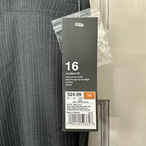 Mossimo Grey Stripe Pant Modern Fit Bootcut Stretch Womens Size 16 Slimming New - Picture 5 of 9